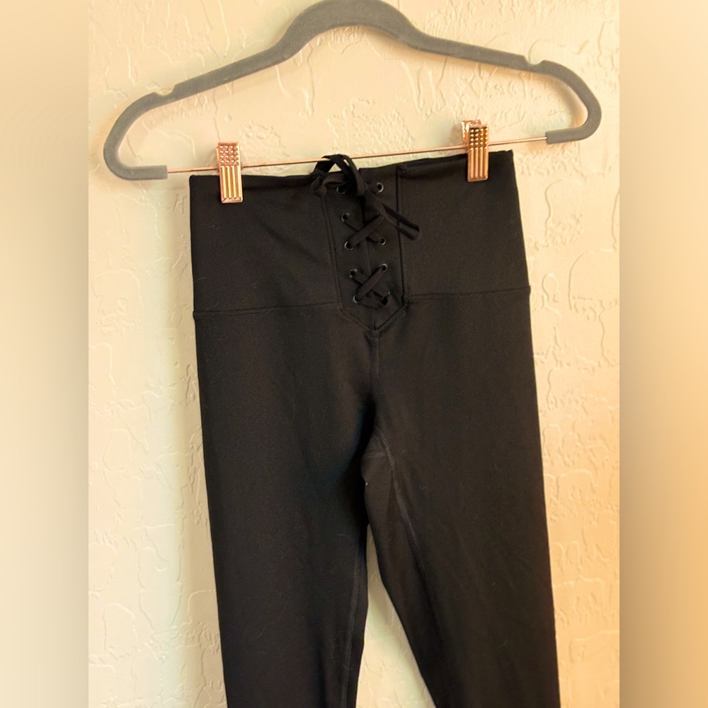 VS Pink Sport Black Full Length Legging Corset Tied Front